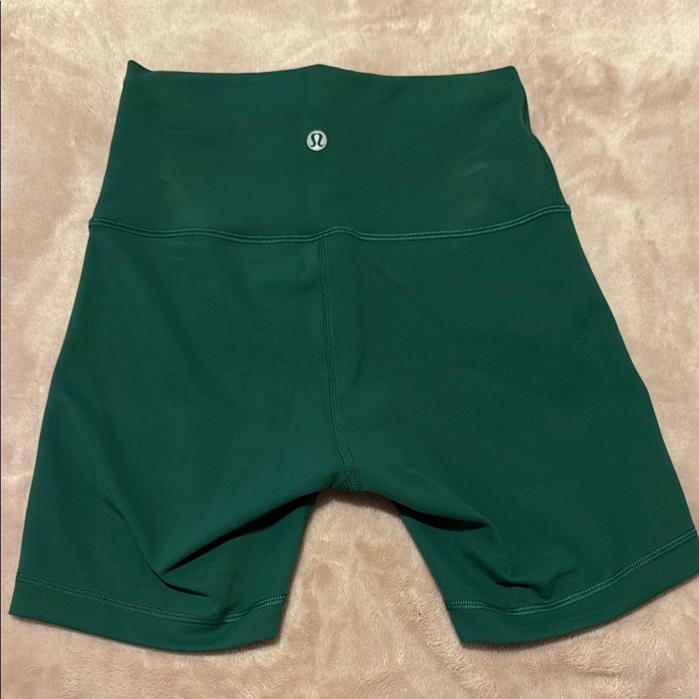 Lululemon Green Bike Shorts High-Rise Moisture-Wicking